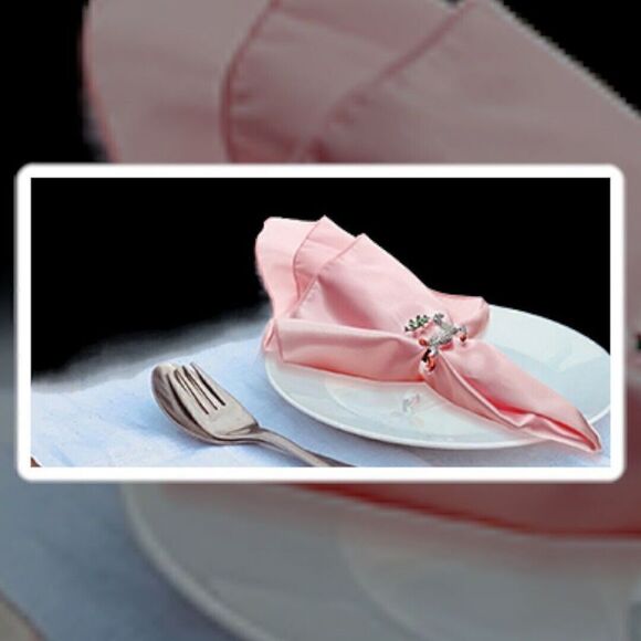 Pink Cloth Napkin Set of 8, Polyester, Washable, Soft Reusable, Wrinkle Free - Picture 2 of 6